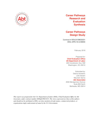 Career Pathways Research And Evaluation Synthesis - DOL