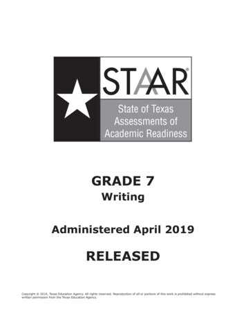 STAAR Grade 7 Writing April 2019 Released