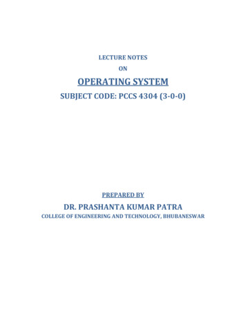 LECTURE NOTES ON OPERATING SYSTEM