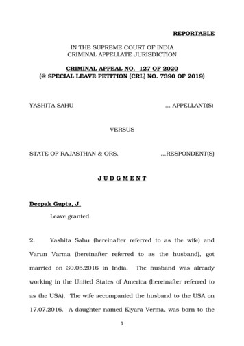 Yashita Sahu Appellant(S) Versus State Of Rajasthan & Ors. Respondent(S)