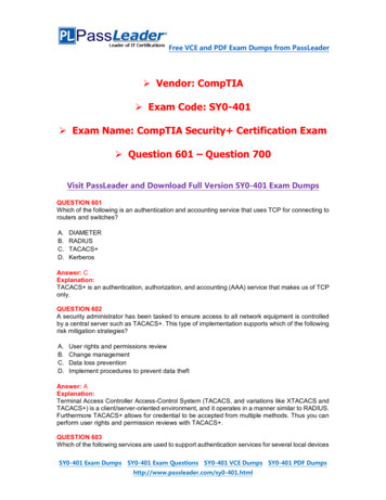 Vendor: CompTIA Exam Code: SY0-401 Exam Name: 