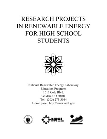 Research Projects In Renewable Energy For High School Student