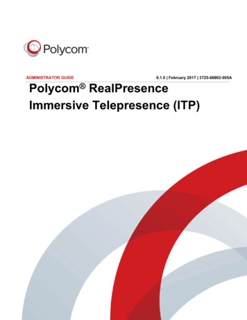Polycom RealPresence Immersive Telepresence (ITP) Administrator Guide