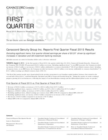 FIRST QUARTER - Canaccord Genuity