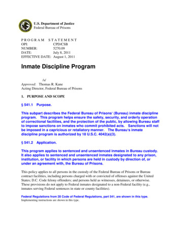 Inmate Discipline Program - Federal Bureau Of Prisons