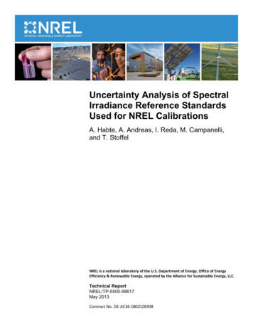 Uncertainty Analysis Of Spectral Irradiance Reference .