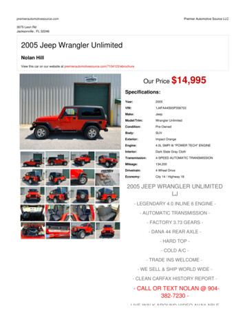 2005 Jeep Wrangler Unlimited Jacksonville , FL Premier Automotive .