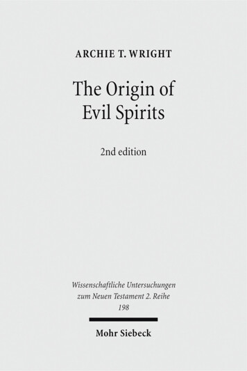 The Origin Of Evil Spirits - Mohr Siebeck