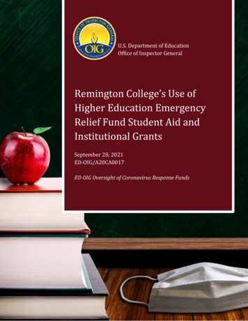 Remington College's Use Of Higher Education Emergency Relief Fund .