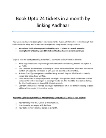 Book Upto 24 Tickets In A Month By Linking Aadhaar - IRCTC