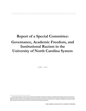 Report Of A Special Committee: Governance, Academic Freedom, And .