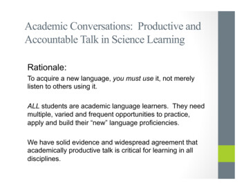 Academic Conversations: Productive And Accountable Talk In .