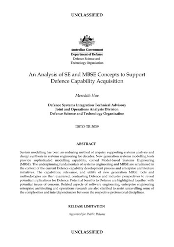 An Analysis Of SE And MBSE Concepts To Support Defence . - DTIC