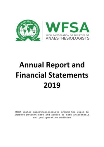 Annual Report And Financial Statements 2019 V6 - Wfsahq 