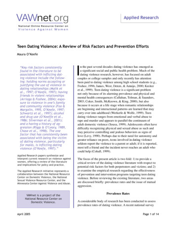 Teen Dating Violence: A Review Of Risk Factors And .