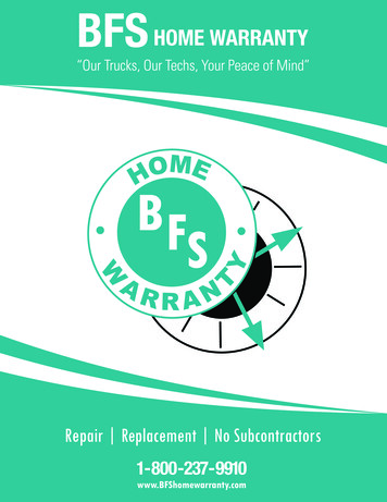 Repair Replacement No Subcontractors - BFS Home Warranty