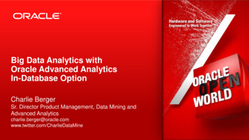 Big Data Analytics With Oracle Advanced Analytics In-Database Option