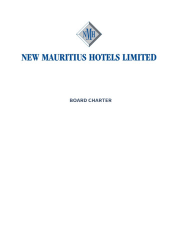 BOARD CHARTER - Beachcomber Resorts & Hotels