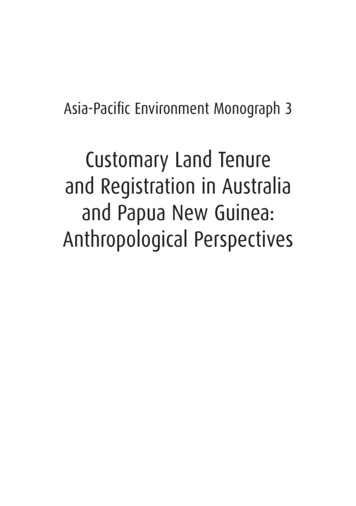 Customary Land Tenure And Registration In Australia And Papua New .