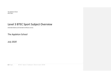 Level 3 BTEC Sport Subject Overview