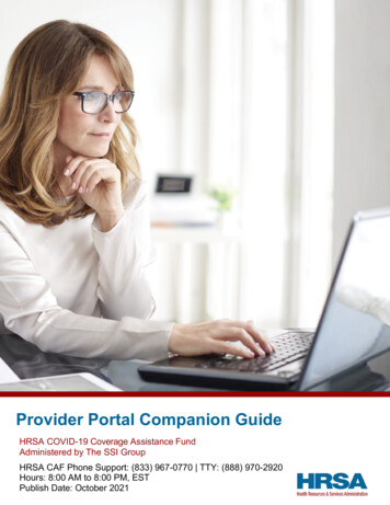 Provider Portal Companion Guide - Health Resources And .
