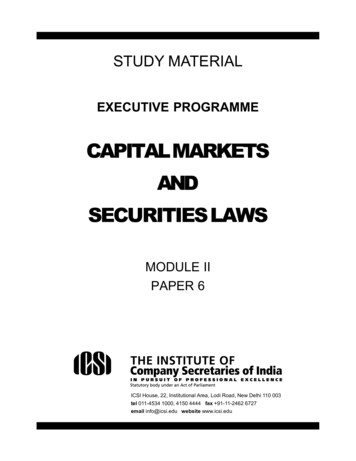 CAPITAL MARKETS AND SECURITIES LAWS - ICSI