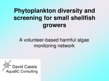 Phytoplankton Diversity And Screening For Small Shellfish Growers