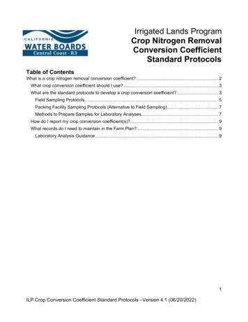 Crop Conversion Coefficient Standard Protocols