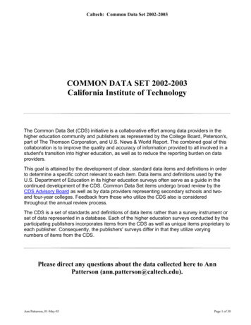 Caltech: Common Data Set 2002-2003 - Financial Services