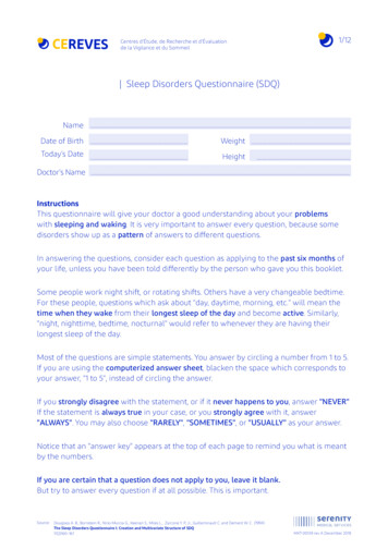  Sleep Disorders Questionnaire (SDQ)
