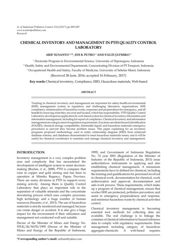 Chemical Inventory And Management In Ptfi Quality Control Laboratory