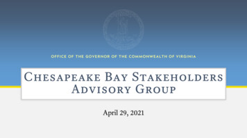 Chesapeake Bay Stakeholders Advisory Group - Naturalresources.virginia.gov