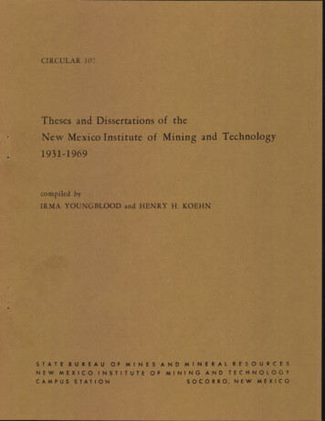 Theses And Dissertations Of The