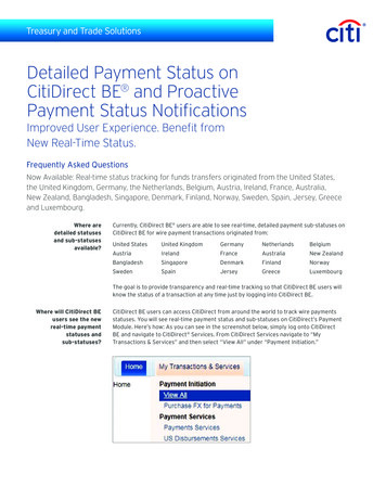 Detailed Payment Status On CitiDirect BE And Proactive Payment Status .