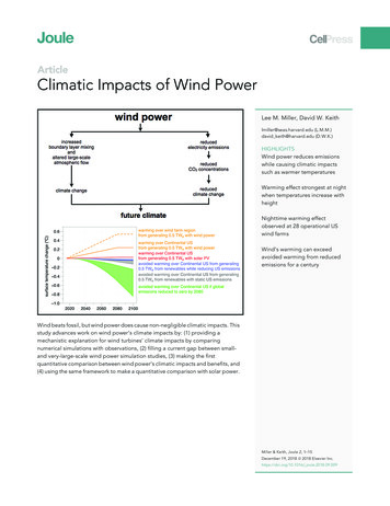 Climatic Impacts Of Wind Power - Harvard University