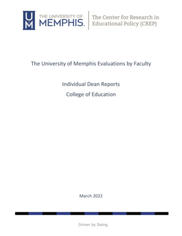 College Of Education Dean Report - University Of Memphis
