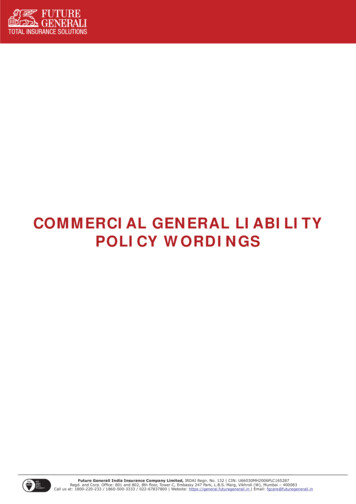 Commercial General Liability Policy Wordings