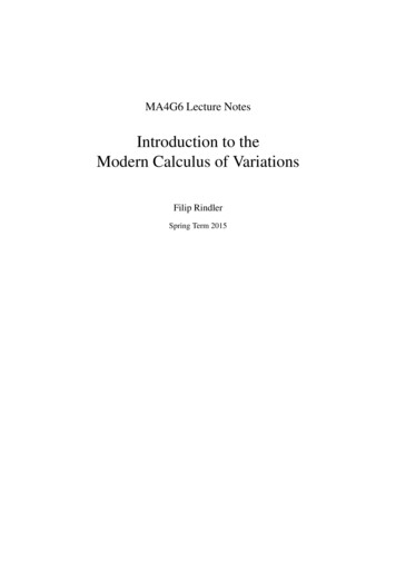 Introduction To The Modern Calculus Of Variations