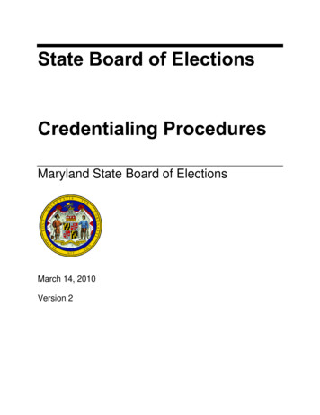 Credentialing Procedures 03142010 - Maryland