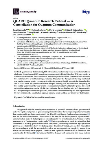 QUARC: Quantum Research Cubesat — A Constellation For Quantum Communication