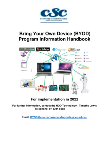 Bring Your Own Device (BYOD) Program Information Handbook