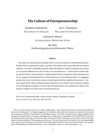 The Culture Of Entrepreneurship