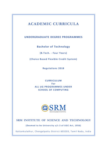 ACADEMIC CURRICULA - SRM Institute Of Science And Technology