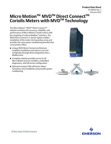 Micro Motion MVD Direct Connect Coriolis Meters With . - Emerson