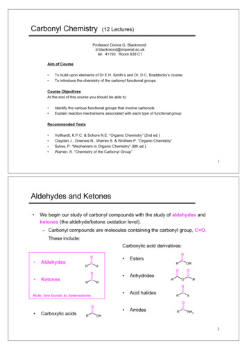 Carbonyl Chemistry (12 Lectures)