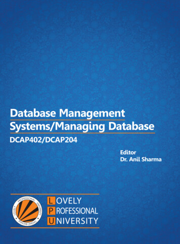 Database Management Systems/Managing Database