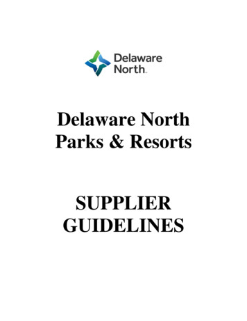 Delaware North Parks & Resorts SUPPLIER GUIDELINES