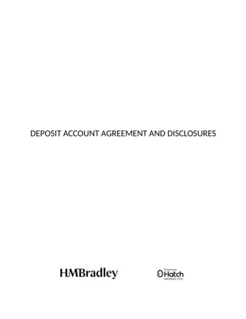 Deposit Account Agreement - HMBradley