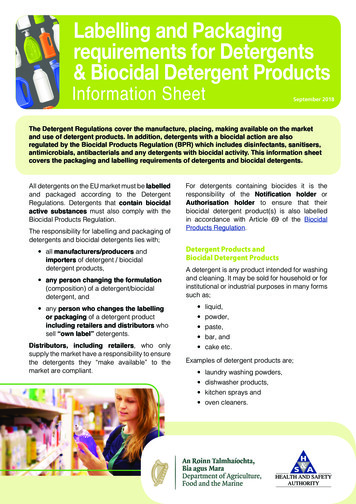 Labelling And Packaging Requirements For Detergents .