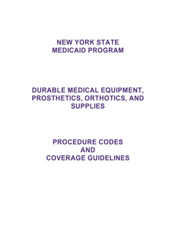 DME PROCEDURE CODES AND COVERAGE GUIDELINES